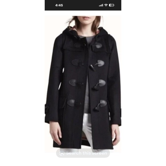 Burberry Brit Finsdale Wool Duffel Coat Leather Toggle Fasteners Size 8 - Picture 1 of 13